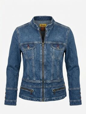 Vintage Louie (Anthropologie/ FP) Denim Zip Jacket Mock Neck Size 10